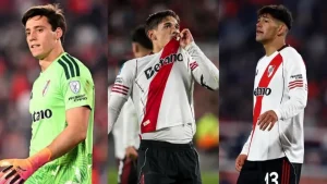 Santiago Beltrán, Lucas Martínez Quarta y Lautaro Rivero, jugadores de River