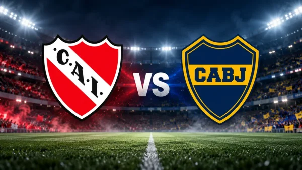 Escudos de Independiente y Boca Juniors con la sigla VS en el centro.