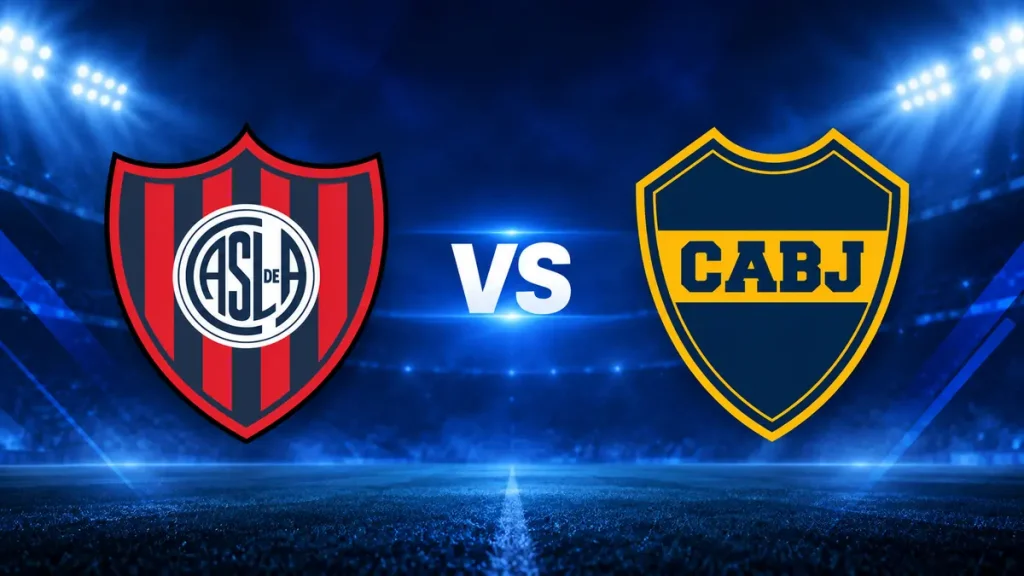 Escudos de San Lorenzo y Boca Juniors enfrentados con la sigla VS