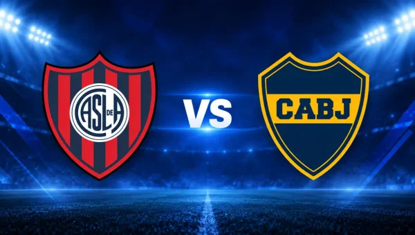 Escudos de San Lorenzo y Boca Juniors enfrentados con la sigla VS