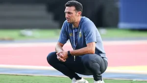 Lionel Scaloni durante un entrenamiento de la Selección Argentina